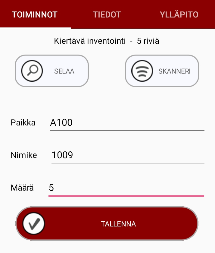 Varastomatti, esimerkki kiertävästä inventaariosta.